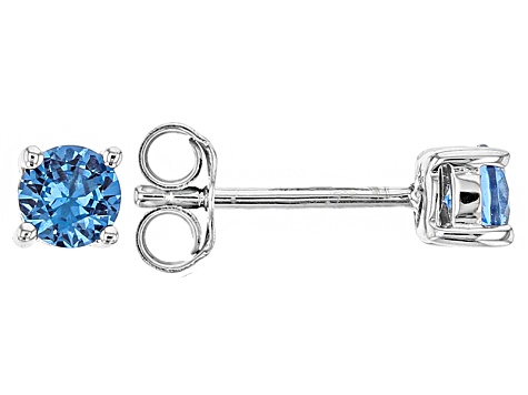 Blue Lab Created Spinel Rhodium Over Sterling Silver Stud Earrings .54ctw