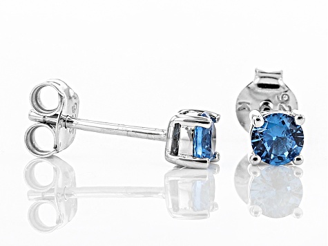 Blue Lab Created Spinel Rhodium Over Sterling Silver Stud Earrings .54ctw
