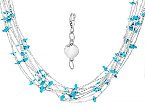 Sleeping Beauty Turquoise Liquid Silver Necklace With Rhodium Over Silver Magnetic Clasp