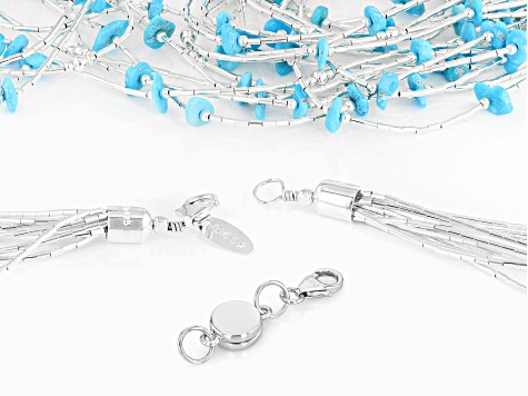 Sleeping Beauty Turquoise Liquid Silver Necklace With Rhodium Over Silver Magnetic Clasp
