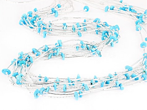 Sleeping Beauty Turquoise Liquid Silver Necklace With Rhodium Over Silver Magnetic Clasp