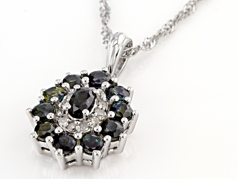 Green Sapphire Rhodium Over Silver Pendant With Chain 1.76ctw