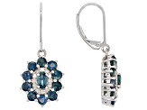 Green Sapphire Rhodium Over Sterling Silver Earrings 3.44ctw