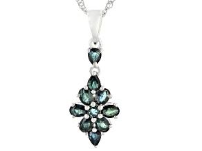 Green Sapphire Rhodium Over Sterling Silver Pendant With Chain 1.92ctw