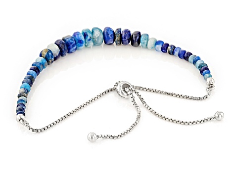 Blue Afghanite Sterling Silver Bolo Bracelet