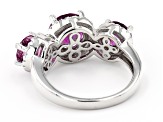 Purple Fluorite With White Zircon Rhodium Over Sterling Silver Ring 4.21ctw