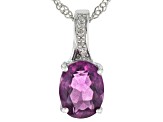 Purple Fluorite Rhodium Over Sterling Silver Pendant With Chain 2.02ctw