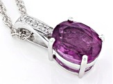 Purple Fluorite Rhodium Over Sterling Silver Pendant With Chain 2.02ctw