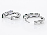 Ocean Tanzanite Rhodium Over Sterling Silver Hoop Earrings 2.30ctw