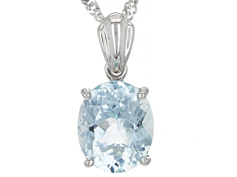 Blue Apatite Rhodium Over Silver Pendant With Chain 3.55ctw