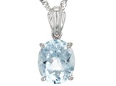 Blue Apatite Rhodium Over Silver Pendant With Chain 3.55ctw