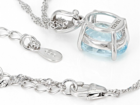 Blue Apatite Rhodium Over Silver Pendant With Chain 3.55ctw