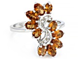 Orange Mandarin Garnet Rhodium Over Sterling Silver Ring 2.64ctw