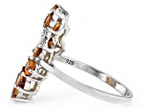 Orange Mandarin Garnet Rhodium Over Sterling Silver Ring 2.64ctw