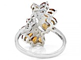 Orange Mandarin Garnet Rhodium Over Sterling Silver Ring 2.64ctw