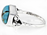 Blue Turquoise Rhodium Over Silver Ring