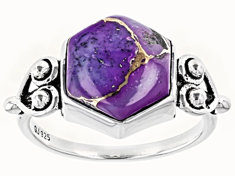 Purple Turquoise Rhodium Over Silver Ring