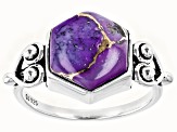 Purple Turquoise Rhodium Over Silver Ring