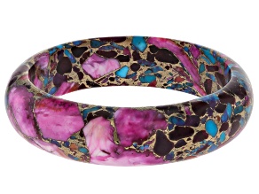 Blended Turquoise With Purple Spiny Oyster Shell Bangle Bracelet