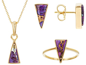 Picture of Purple Turquoise 18k Yellow Gold Over Sterling Silver Jewelry Set