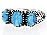 Blue Turquoise Three-Stone Oxidized Sterling Silver Ring