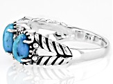 Blue Turquoise Three-Stone Oxidized Sterling Silver Ring