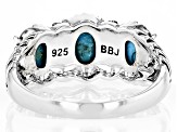 Blue Turquoise Three-Stone Oxidized Sterling Silver Ring