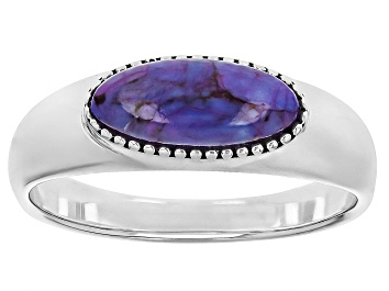 Picture of Purple Turquoise Sterling Silver East & West Oxidized Design Solitaire Ring 10x4mm