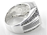 Mens Inlaid Black Onyx Rhodium Over Sterling Silver Ring