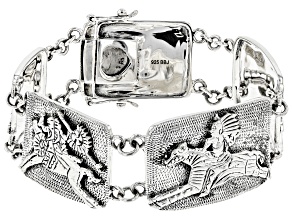 Rhodium Over Sterling Silver Native American Horse Bracelet