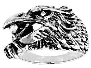 Mens Rhodium Over Sterling Silver Eagle Ring