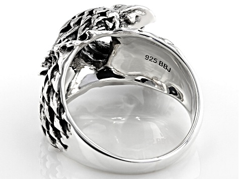 Mens Rhodium Over Sterling Silver Eagle Ring