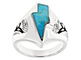 Turquoise Rhodium Over Sterling Silver Lightning Bolt Ring
