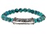 Mens Turquoise Bead Rhodium Over Silver Stretch Bracelet