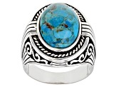 Men's Turquoise Rhodium Over Sterling Silver Ring