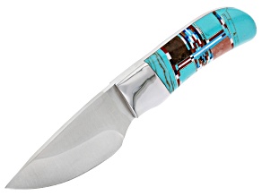 Stainless Steel Fixed Blade Hunting Knife With Inlaid Turquoise Simulant Handle