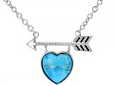 Childrens Turquoise Rhodium Over Sterling Silver Heart And Arrow Necklace
