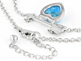 Childrens Turquoise Rhodium Over Sterling Silver Heart And Arrow Necklace