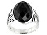 Mens Black Spinel Rhodium Over Silver Ring 14.45ctw