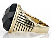 Black Spinel 18k Yellow Gold Over Sterling Silver Mens Ring 14.45ct