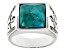 Blue Turquoise And Topaz Rhodium Over Silver Mens Cross Detail Ring 0.17ctw