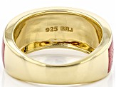 Red Coral And Black Onyx 18k Yellow Gold Over Silver Mens Inlay Band Ring