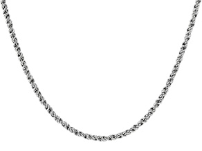 2mm Rhodium Over Silver 20.5" Rope Chain