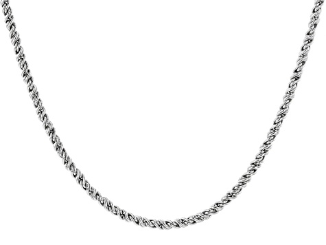 2mm Rhodium Over Silver 24.5" Rope Chain