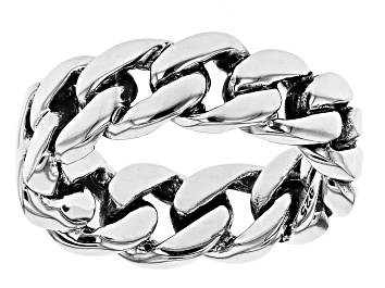 Picture of Mens Rhodium Over Silver Linked Band Ring