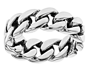 Mens Rhodium Over Silver Linked Band Ring