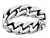 Mens Rhodium Over Silver Linked Band Ring