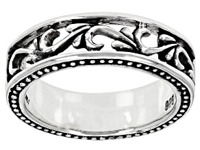 Mens Rhodium Over Silver Band Ring