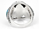 Mens Mixed Shapes Turquoise Cabochon Rhodium Over Silver Ring