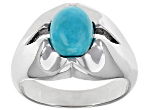 Mens Turquoise Rhodium Over Silver Ring